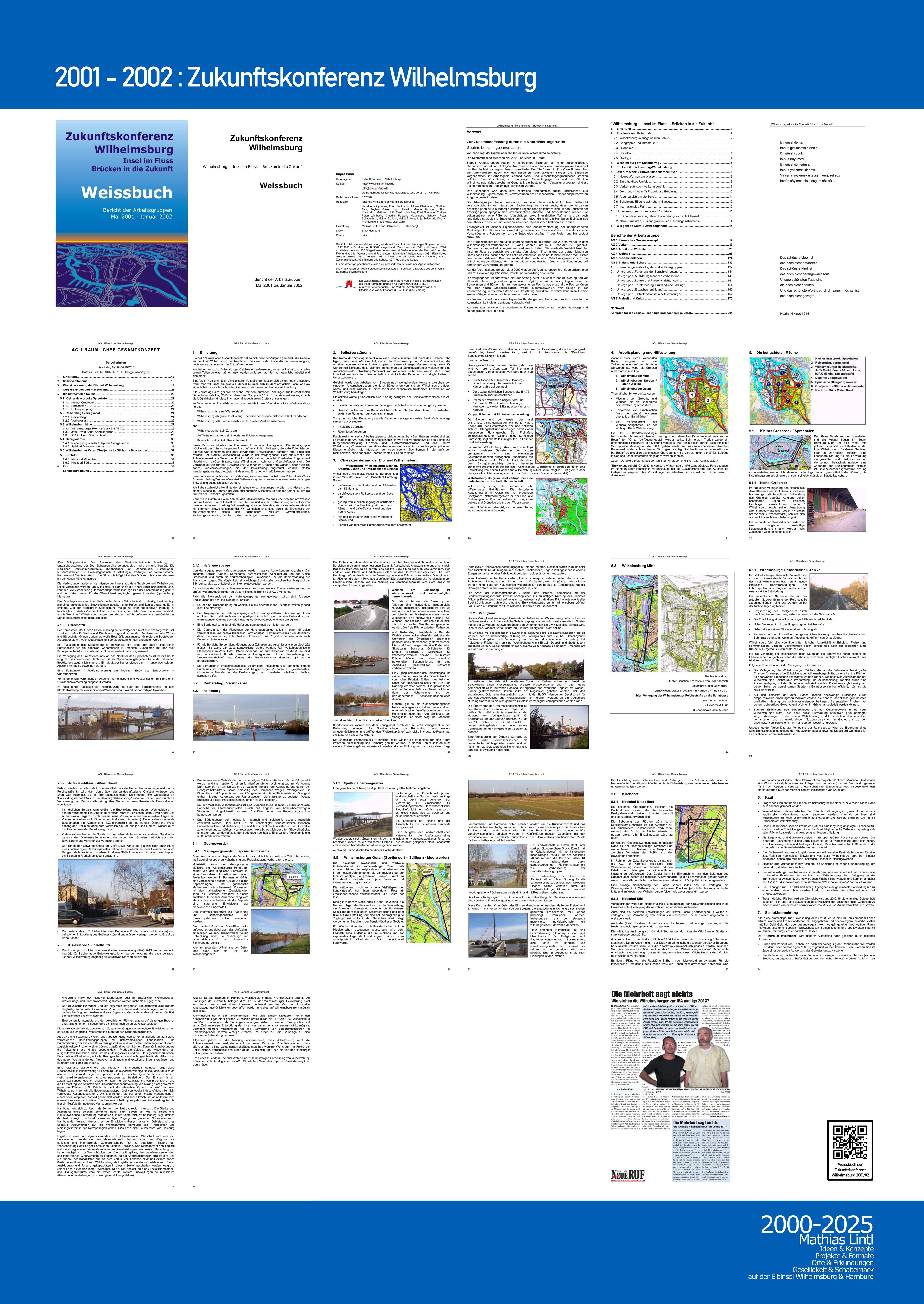 2000_2025 Mathias Lintl. Das Mittelwerk. 2001 : Zukunftskonferenz Wilhelmsburg - Insel im Fluss – Brücken in die Zukunft. Das Weissbuch