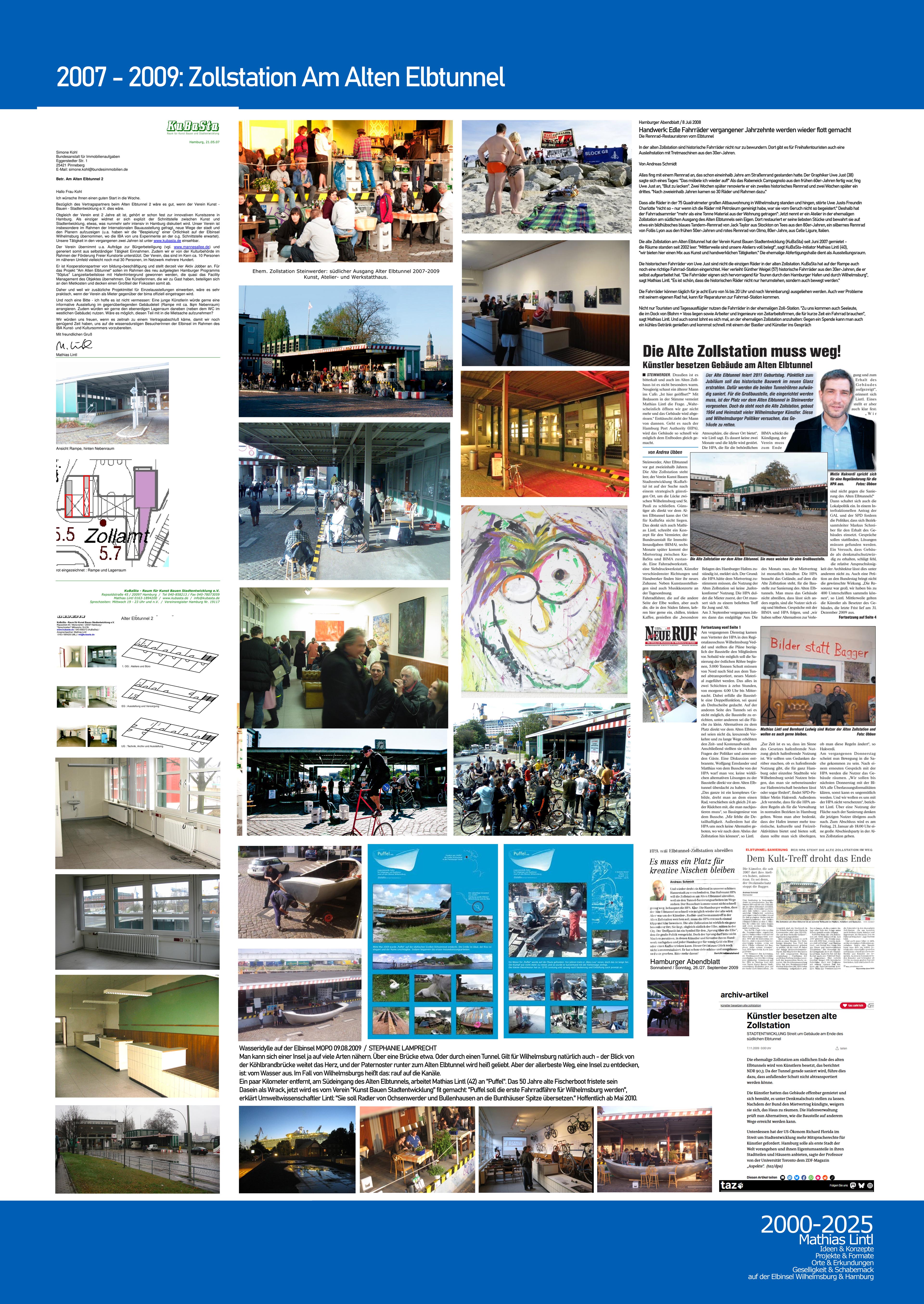 2000_2025 Mathias Lintl. Das Mittelwerk. 2008 : Zollstation Alter Elbtunnel. Ein geselliger Atelier-, Werkstatt- & Ausstellungsort auf Steinwerder