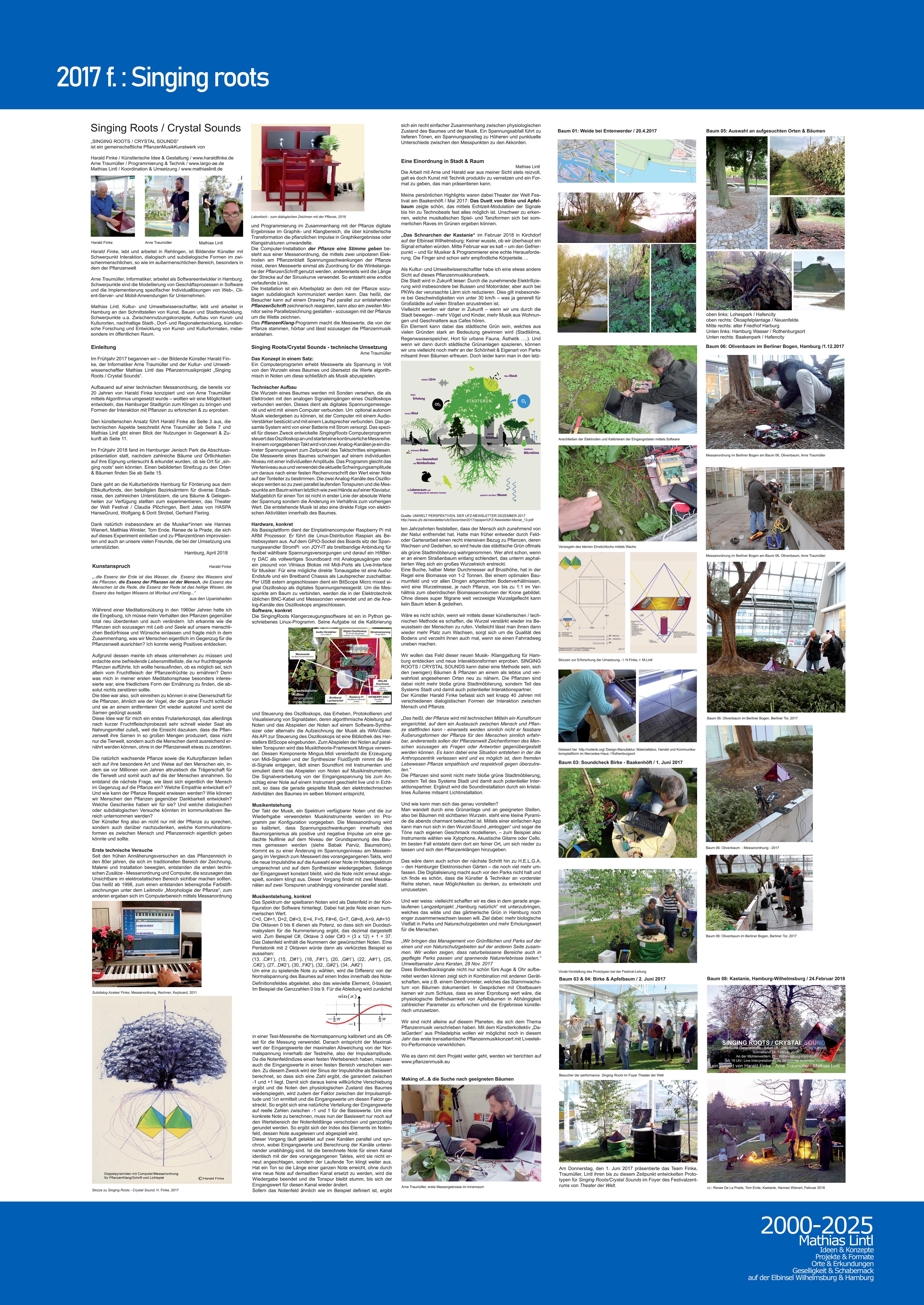 2000_2025 Mathias Lintl. Das Mittelwerk. 2017 : Singing roots I. Ein gemeinschaftliches PflanzenMusikKunstwerk.